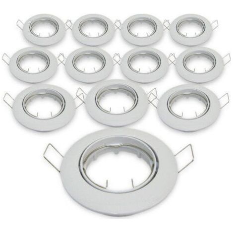 lot de 12 LED Cadre de Spot encastrable incl. ille GU10,Pour Lampes A LED Ou Halogènes,Rond Blanc pivotant,IP23,Ø 85 mm (1/3)