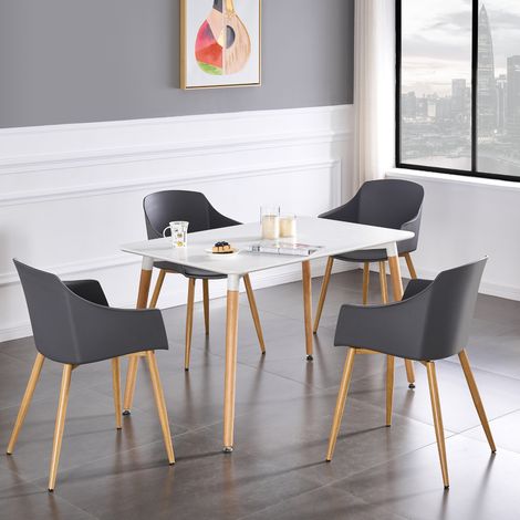 Halo Eden Dining Set - un tavolo da pranzo in legno bianco e un set di 4 sedie da pranzo in legno grigio - Sala da pranzo Cucina (1/5)