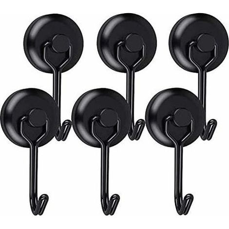 Crochets aimantés puissants - Noir - Néodyme - Pivotants - 6pcs - Pour frigo, cuisine, torchon, tableau (1/5)