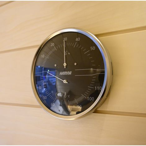 Harvia Sauna Thermo-Hygrometer Thermometer Hygrometer Edelstahl Schwarz (1/2)