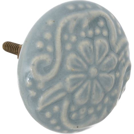 Pomelli per mobili x2 aniya in ceramica e metallo d4,5cm blu - Atmosphera créateur d'intérieur (1/2)