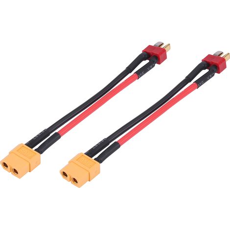Lot de 2 adaptateurs/connecteurs RC en silicone, connecteur mâle en T vers connecteur femelle XT60 (1/5)