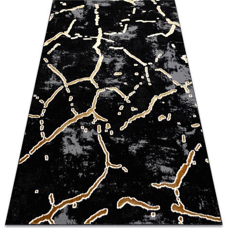 Teppich ALLURE 1967 Marmor - Strukturell, stilvoll, glamourös schwarz / gold black 80x150 cm