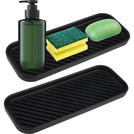 2 Pièces Porte-Éponge, Silicone, Antidérapant, Organisateur Évier, 23x9cm, Cuisine (1/5)