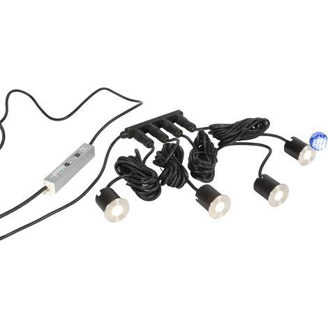 Pack de 4 spot rond MINI ZEPH inox brossé bleu 4x3W - EUROPOLE - 46712