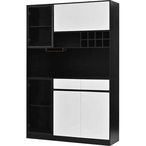 Vitrine meuble haut à rangement polyvalent portes de rangement et tiroirs intégrés éclairage led style moderne meuble de rangement (1/5)