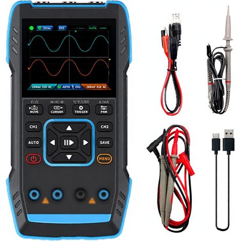 FNIRSI 2C23T Oscilloscope numérique portable multimètre + générateur de signaux de fonction - Dernier modèle 3 en 1 - Générateur de signaux d'oscilloscope double canal 10 MHz x 2 50 MS/s