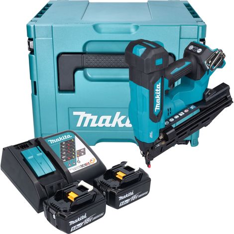 Clavadora de cabeza plana con batería Makita DBN 610 RTJ 18 V 32 - 64 mm sin escobillas + 2 baterías de 5,0 Ah + cargador + Makpac