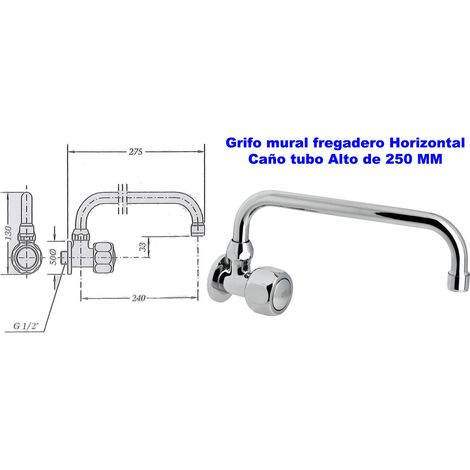 genebre grifo mural freg.horiz.caño tubo alto 24 cm 68093 114566