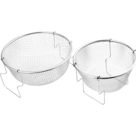 à friture en acier inoxydable lot de 2 rond avec poignée (1/5)