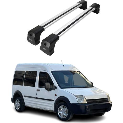 OMAC Barres de toit compatibles avec Ford Transit Connect I 2003-2013 – 2 barres – Antivol inclus – Aluminium Argent (1/4)