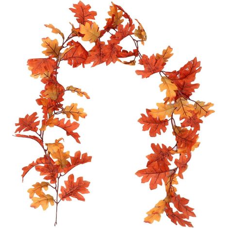 Guirlande d'automne en soie, motif feuilles d'érable orange, 185 x 24 x 11 cm, idéale pour la décoration intérieure (automne, Thanksgiving, lot de 1). (1/5)