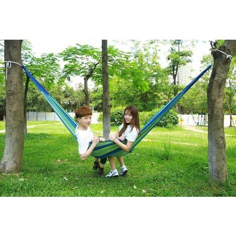 Extérieur Doux en Coton Tissu hamac brésilien Double Largeur 2 Personne Voyage Camping hamac (1/4)