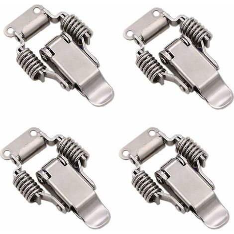 4 cerrojos de acero inoxidable con abrazadera, cerrojo de palanca para caja, herramienta manual de liberación rápida, puerta metálica resistente para caja, cajón, armario (201) GR