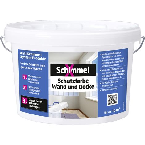 Schimmel-X Schutzfarbe Wand und Decke 2,5 L weiß Schimmelentferner