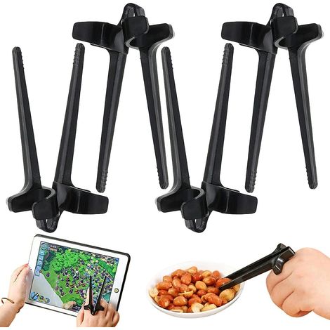 Lot de 4 baguettes mains libres pour gamer, pinces à doigts noires, pour manger sans se salir les mains (1/4)