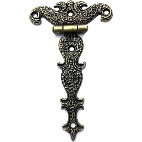 Lntyq Antikes Bronzescharnier, Retro-Verbindungsstücke, dekorative Scharniere aus Bronze, dekoratives Scharnier aus Vintage-Bronze, 2 Stück, geeignet für die Reparatur von Schrankmöbeln, Werkzeugkäste (1/5)