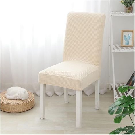 Lot de 4 housses de chaise extensibles pour banquet, cuisine, restaurant - beige (1/5)