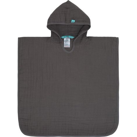 Poncho Bébé - Gaze de Coton - 100 % Coton - anthracite - 12-36 mois