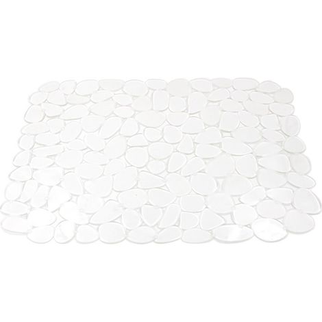 Alfombrilla de fregadero, rayada, apta para lavavajillas, cortada, de plástico, 40 x 30 cm, blanca (1/5)