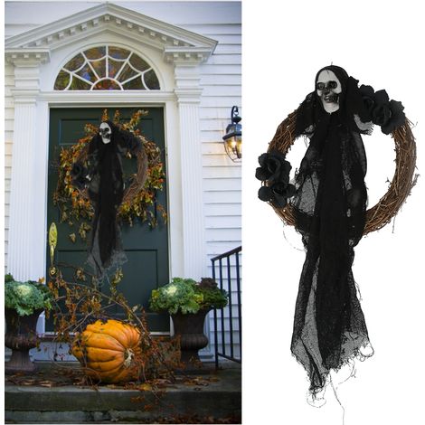 Gruselige Türdekorationen für Halloween, unheimliche Partykränze, Dekorationen und Accessoires für Spukhäuser (1/5)