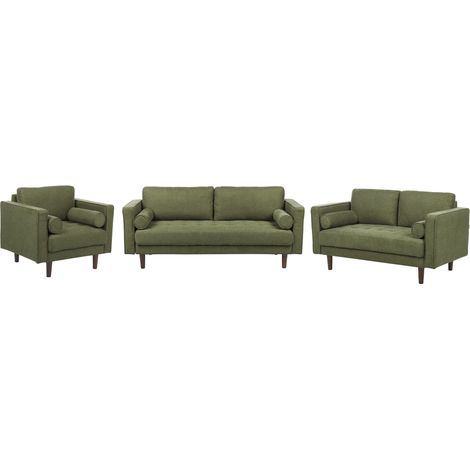 Living Room Set 6 Seater NURMO Fabric Dark Green (1/5)