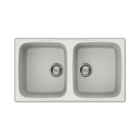 Elleci - Lavello Cucina In Vetroresina Granitek Da Incasso 86x50 cm A 2 Vasche Colore Bianco - Serie Master 450 - Codice: LGM45068 (1/3)