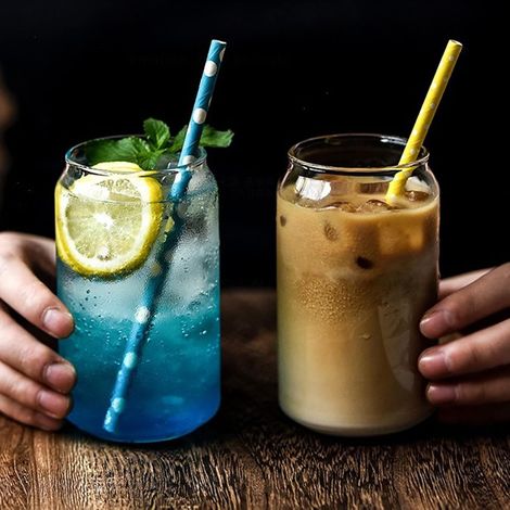 Verres à boire 500 ml avec couvercle en lot de 2 pour bière (1/4)