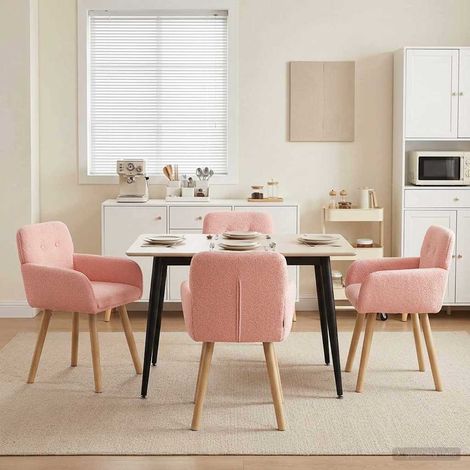 vidaXL Sillas de comedor 4 uds. Bouclé Rosa 59 x 56,5 x 85 cm (1/5)