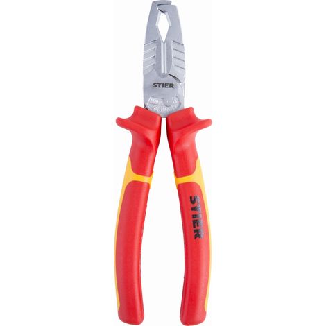STIER Abisolierzange mit Seitenschneider, Multi+, 180mm, VDE-geprüft, Elektronikzange, Abisolierwerkzeug, 2-Komponenten-Sicherheitshüllen aus Werkzeugstahl (1/4)