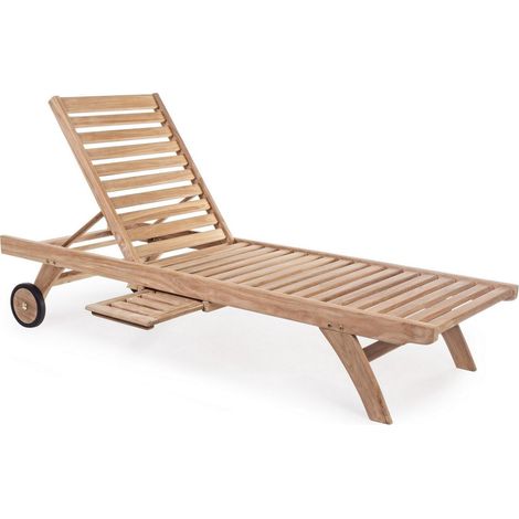 Lettino "Maryland" con ruote rivestite in gomma, in legno di Teak, schienale reclinabile a 4 posizioni (1/4)
