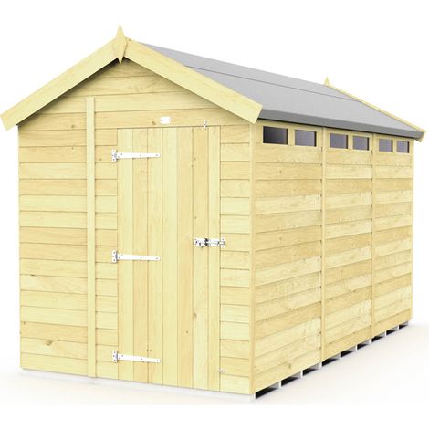6 x 12 Feet Apex Security Shed - Single Door - Wood - L358 x W175 x H217 cm