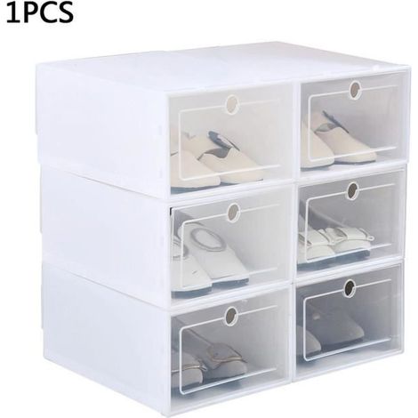 Boîte de rangement pliable pour chaussures en plastique 23.5x33.5x13 cm (1/4)