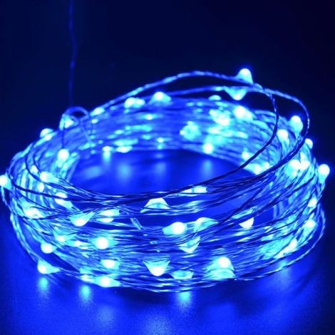 TRADE SHOP - Striscia 3 Metri Strip Led Bobina Flessibile A Batterie Filo Di Rame Luce - -Blu      -