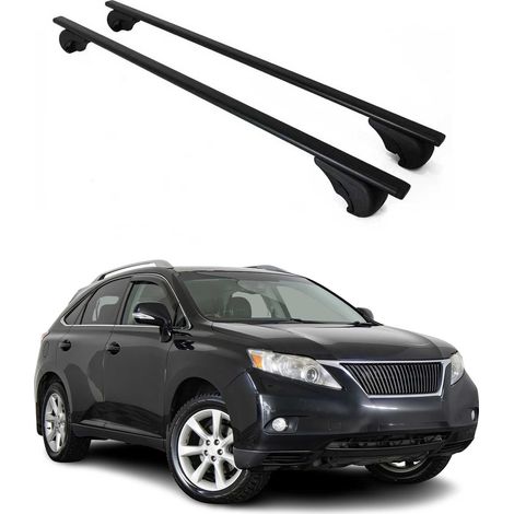 OMAC Barres de toit pour Lexus RX III 2010-2015 – TÜV / DIN 75302:2019 – Antivol inclus – Charge max 75 kg – 2 barres Noir (1/4)