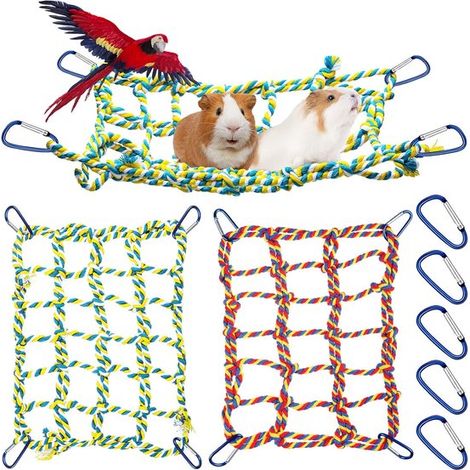 Ensemble de 2 accessoires pour cage de petits animaux : filet d’escalade/hamac jouet — Convient aux hamsters, souris, perroquets, oiseaux, phalangers volants et furets  idéal pour la décoration et le  (1/5)
