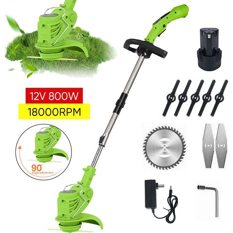 Coupe-bordures sans fil 18 000 tr/min 1 batterie, manche réglable, jardin portable