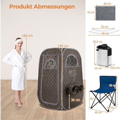 Tragbare Heimsauna mit 3-Liter-Dampfgenerator, Grau