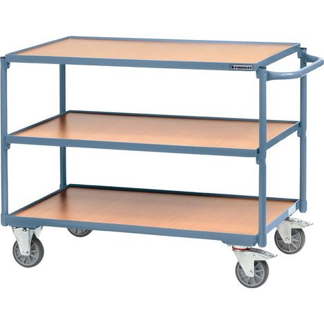 Carrello da tavolo 3 zone di carico L850xP500mm blu Trgf.300kg maniglia di spinta in orizzontale