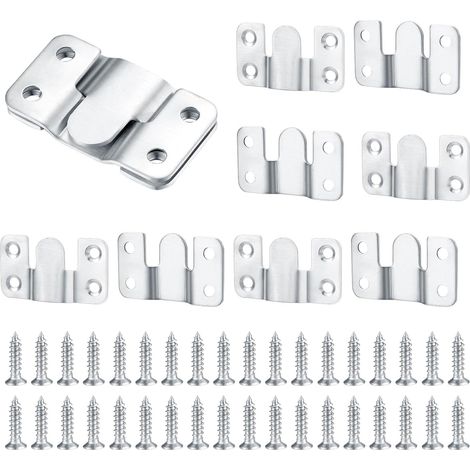 10 soportes empotrados ocultos, resistentes, con enclavamiento, para colgar muebles, herrajes de acero inoxidable para cuadros, espejos y exhibidores de imágenes. (1/5)