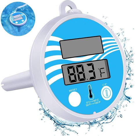 Thermomètre Piscine Flottant, Thermomètre Piscine Solaire Numérique avec Corde, Thermometre pour Piscine Numérique à Grand Écran LCD, Thermomètre Piscines pour Bassin Spa (1/5)