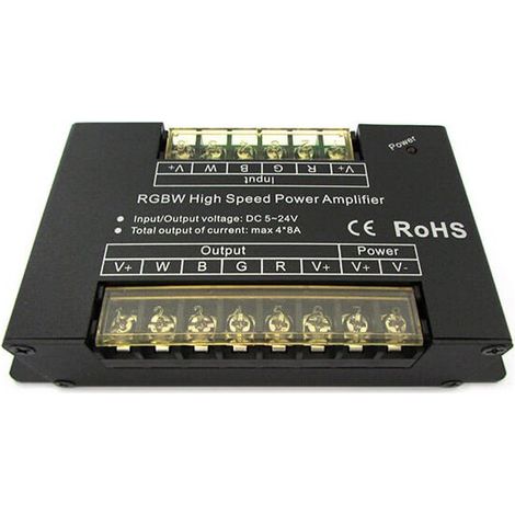 Amplificatore Segnale PWM Alta Velocita 4 Canali Per Striscia Led RGBW RGB+W RGB Mono Colore 12V 24V 4X8A AP103