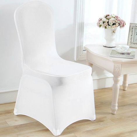 Holdfiturn 50Pcs Wedding Chair Covers White Chair Covers spandex Stretch for Wedding Banquet Celebration Dining Party (1/5)
