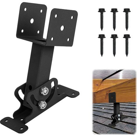 1 kit de supports de toit robustes pour pergola de toit, supports de montage réglables pour pergola de toit, tonnelle, métal noir (1/5)
