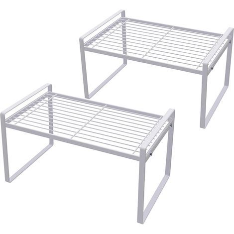 Set mit 2 Küchenregalen für Schränke, Arbeitsplatten, Kleiderschränke, Badezimmer, Schlafzimmer, Büro, platzsparend, stapelbare Stahlkonstruktion, rostfrei und oxidationsbeständig (1/5)
