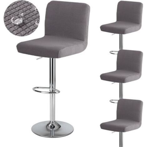 Housse de tabouret de bar avec dossier, imperméable, extensible, lavable, pivotante, lot de 4, gris foncé (1/4)