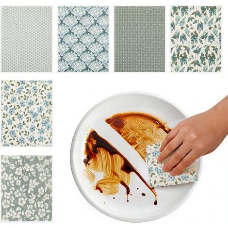 Set di 6 strofinacci da cucina, super assorbenti e oleorepellenti, riutilizzabili e inodori, con stampa, 17 cm x 19 cm. (1/5)