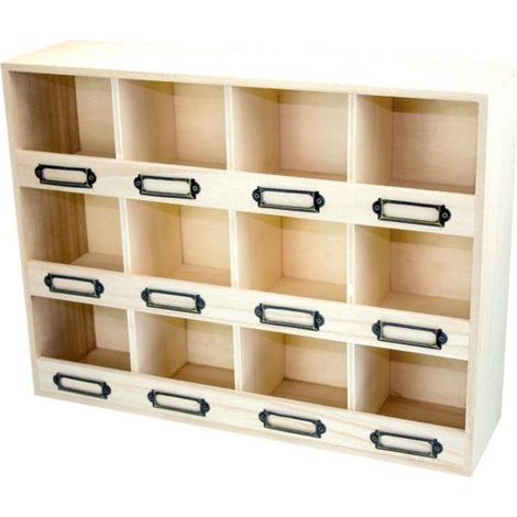 MégaCréa DIY - Petit Casier en bois 12 cases porte-étiquettes 41,5 x 31 x 11 cm (1/2)