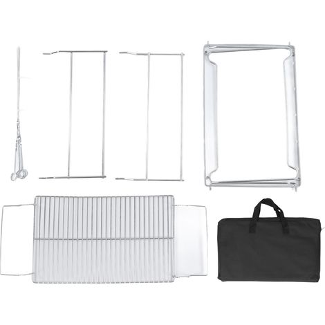 Grille de camp barbecue en acier inoxydable pliable légère argentée résistante aux rayures facile à nettoyer pour plage (1/5)