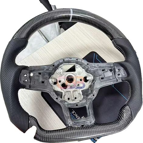 Volante in fibra di carbonio, design leggero, con fori (1/2)
